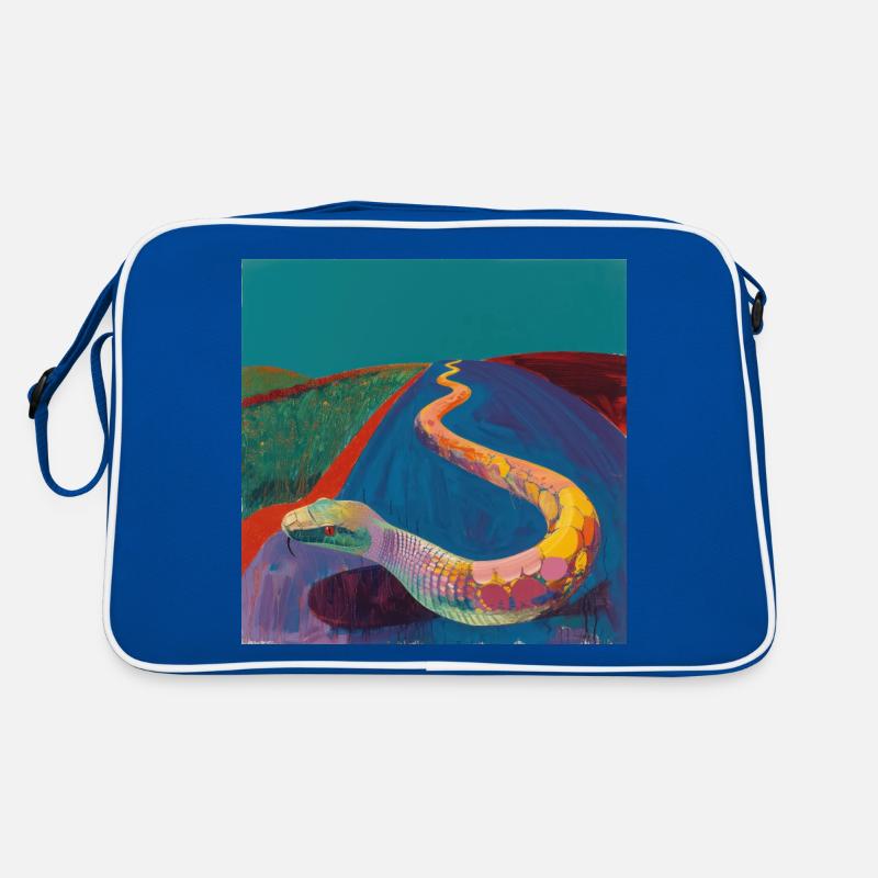 schlange, bunt, tier, geschenk, geschenkidee Retro Tasche