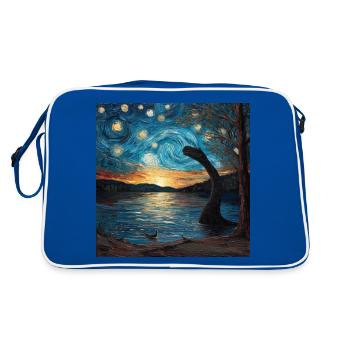 Monstre du Loch Ness, Nessie, Van Gogh, Nuit étoilée - Sac Retro - bleu/blanc - Dos