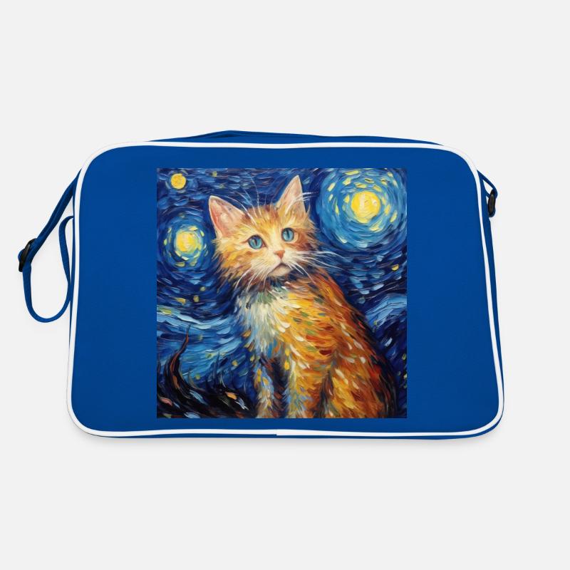 Chat, Motif De Chat, Van Gogh, Nuit Étoilée Sac Retro