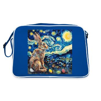 easter bunny, easter, bunny, happy easter, easter eggs - Retro Bag - blue/white - Back