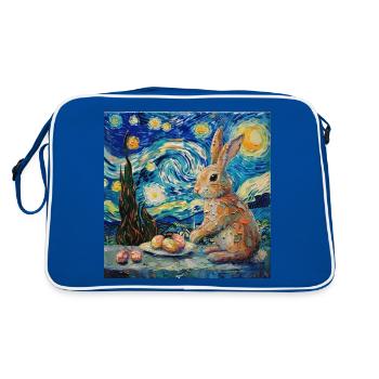 easter bunny, easter, bunny, happy easter, easter eggs - Retro Bag - blue/white - Back
