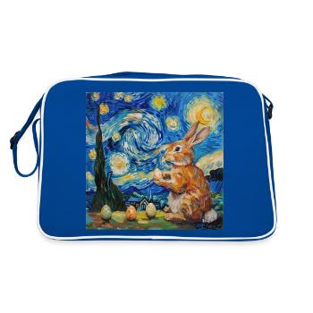 easter bunny, easter, bunny, happy easter, easter eggs - Retro Bag - blue/white - Back