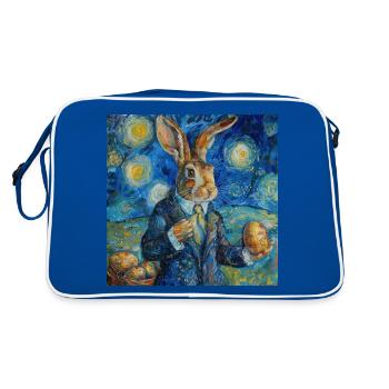 easter bunny, easter, bunny, happy easter, easter eggs - Retro Bag - blue/white - Back
