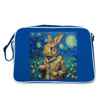 easter bunny, easter, bunny, happy easter, easter eggs - Retro Bag - blue/white - Back