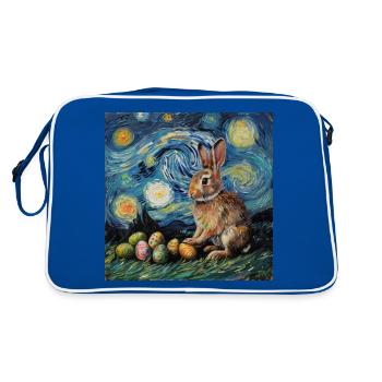 easter bunny, easter, bunny, happy easter, easter eggs - Retro Bag - blue/white - Back