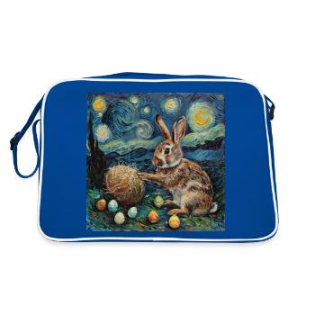 easter bunny, easter, bunny, happy easter, easter eggs, - Retro Bag - blue/white - Back