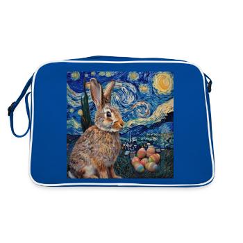 easter bunny, easter, bunny, happy easter, easter eggs - Retro Bag - blue/white - Back
