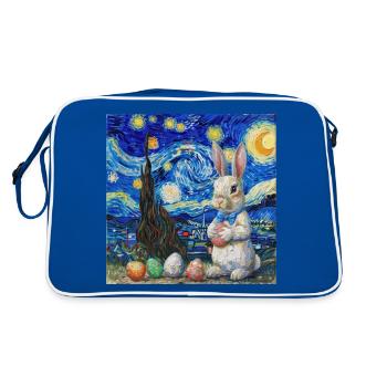 easter bunny, easter, bunny, happy easter, easter eggs - Retro Bag - blue/white - Back