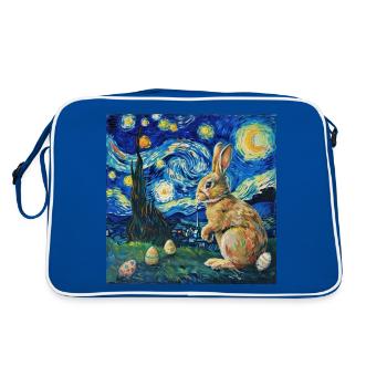 easter bunny, easter, bunny, happy easter, easter eggs - Retro Bag - blue/white - Back