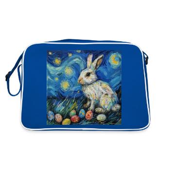 easter bunny, easter, bunny, happy easter, easter eggs - Retro Bag - blue/white - Back