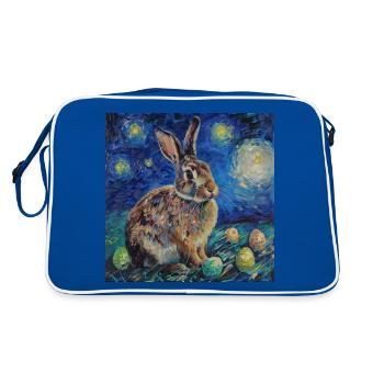 easter bunny, easter, bunny, happy easter, easter eggs - Retro Bag - blue/white - Back