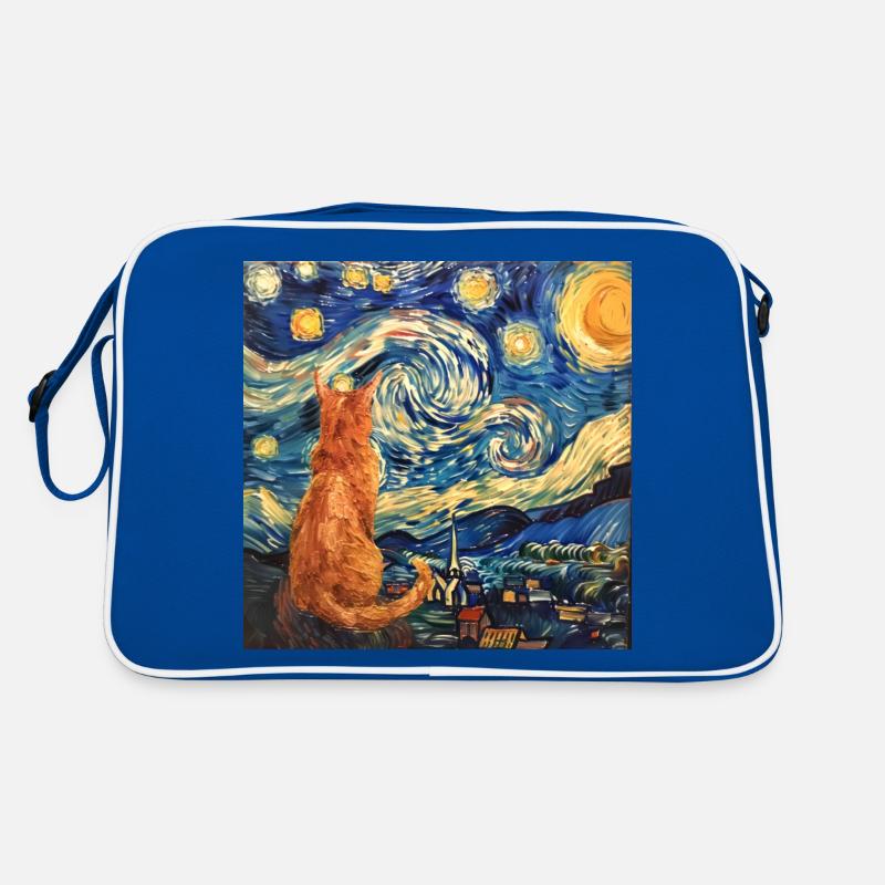Chat, Motif De Chat, Van Gogh, Nuit Étoilée Sac Retro