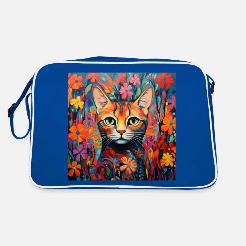 Katze, katzenmotiv, blumen, geschenk, geschenkidee Retro Tasche