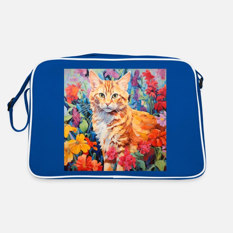 Katze, katzenmotiv, blumen, geschenk, geschenkidee Retro Tasche