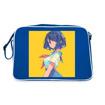 Anime, Schoolgirl, Waifu, Japan - Retro Bag - blue/white - Back