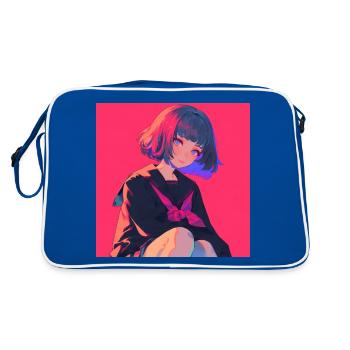 Anime, Schoolgirl, Waifu, Japan - Retro Bag - blue/white - Back
