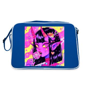 Anime, Demon Girl, Waifu, Japan - Retro Bag - blue/white - Back