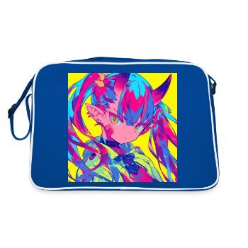 Anime, Demon Girl, Waifu, Japan - Retro Bag - blue/white - Back