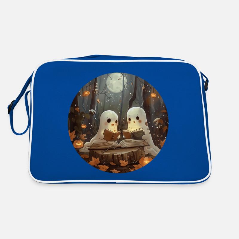Ghosts, Reading, Book, Library, Halloween Retro Bag