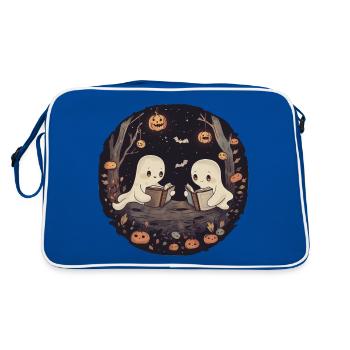 Ghosts, Reading, Book, Library, Halloween - Retro Bag - blue/white - Back
