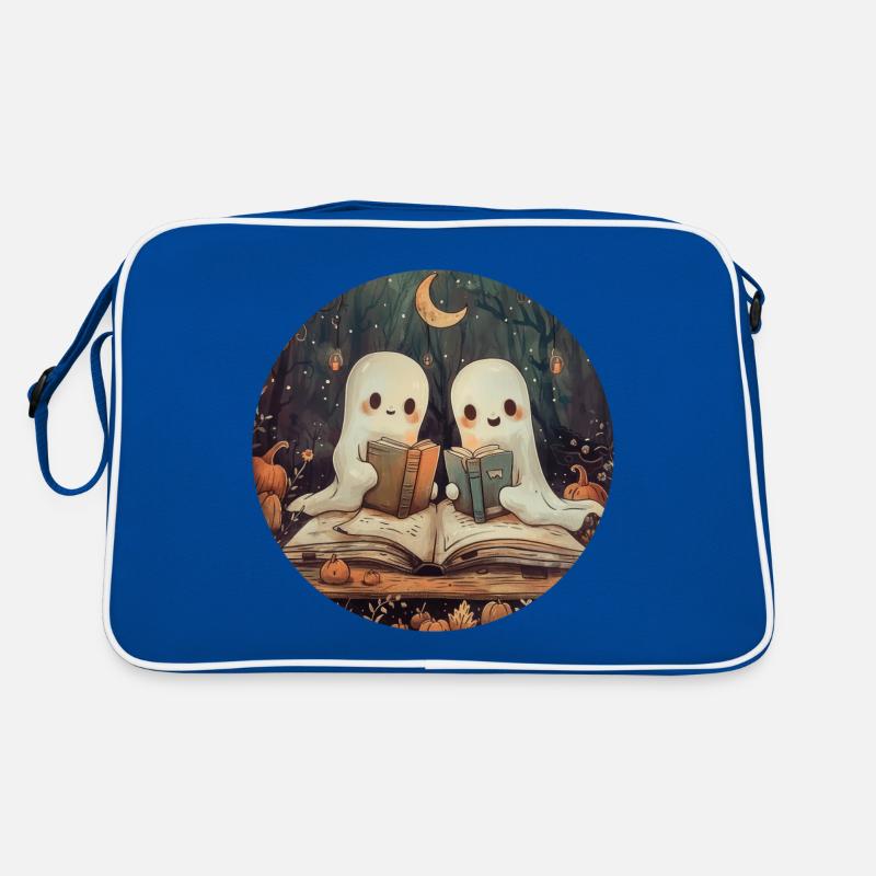 Ghosts, Reading, Book, Library, Halloween Retro Bag