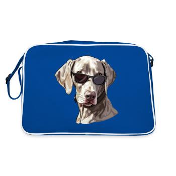 Braque De Weimar, Chien, Lunettes De Soleil, Été - Sac Retro - bleu/blanc - Dos