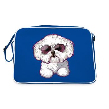 Bichon Frisé, Bichon Frise, Chien, Lunettes De Soleil - Sac Retro - bleu/blanc - Dos