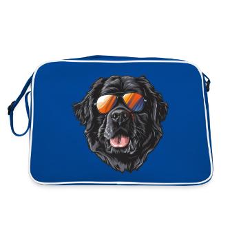 Neufundländer, Newfoundland dog, Hund - Retro Tasche - Blau/Weiß - Hinten