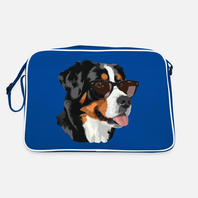 Grosser Schweizer Sennenhund - Retro Tasche - Blau/Weiß