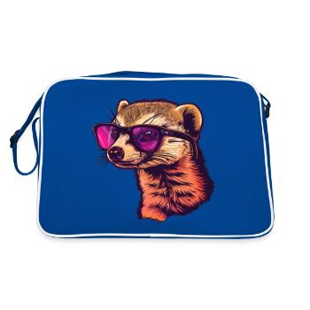 Mungo, Mangusten, Sonnenbrille, Sommer, geschenk - Retro Tasche - Blau/Weiß - Hinten