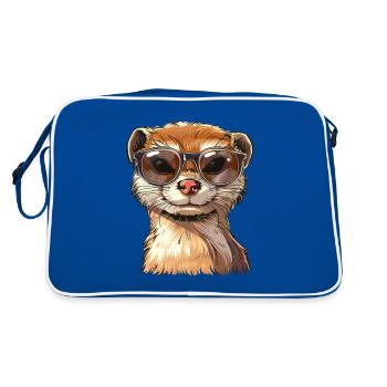 Mungo, Mangusten, Sonnenbrille, Sommer, geschenk - Retro Tasche - Blau/Weiß - Hinten