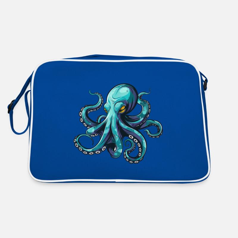 Pieuvre, pieuvre, pieuvre, été, cadeau - Sac Retro - bleu/blanc
