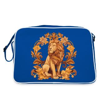 Lion Wreath Coat of Arms - Retro Bag - blue/white - Back
