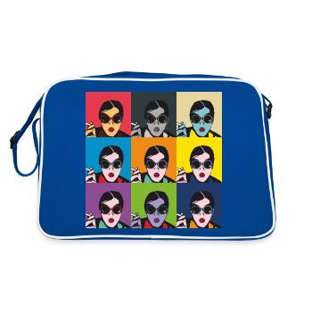 Glamour-Rebel - Retro Tasche - Blau/Weiß - Hinten
