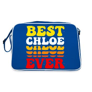 Süße Beste Chloe aller Zeiten - Groovy Vintage Custom - Retro Tasche - Blau/Weiß - Hinten
