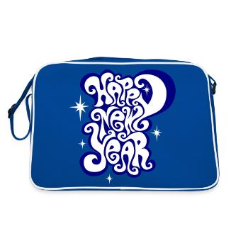 Happy New Year ! Silvester Frohes neues Jahr 2025 - Retro Tasche - Blau/Weiß - Hinten