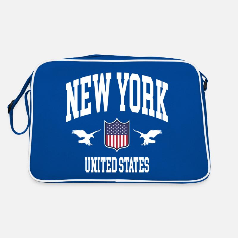 New York - Retro Tasche - Blau/Weiß