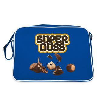 heldenhafte Nuss befreit sich aus Schale - Retro Tasche - Blau/Weiß - Hinten