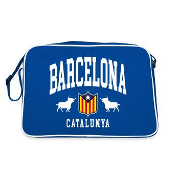 Barcelona - Retro Tasche - Blau/Weiß - Hinten
