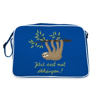 Faultier abhängen 2 - Retro Tasche - Blau/Weiß - Hinten