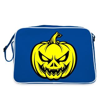 Halloween Pumpkin Face Creepy - Retro Bag - blue/white - Back