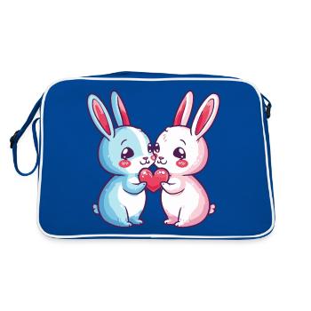Couple de lapins Amour Pâques En amour - Sac Retro - bleu/blanc - Dos