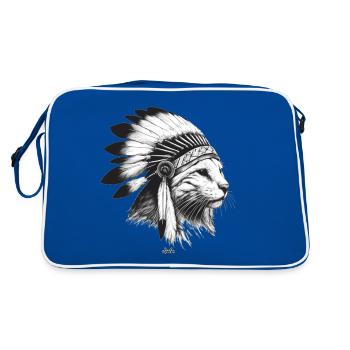 Indische Katze - Retro Tasche - Blau/Weiß - Hinten