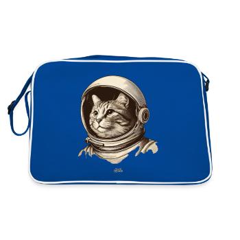 Kosmonauten-Katze - Retro Tasche - Blau/Weiß - Hinten