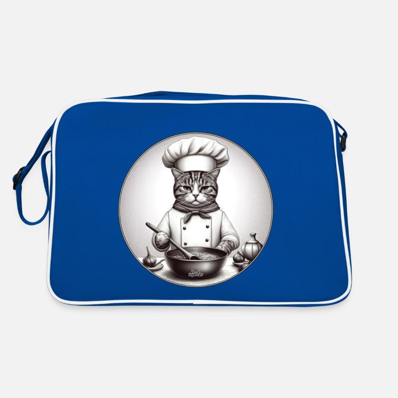 Katze Koch - Retro Tasche - Blau/Weiß