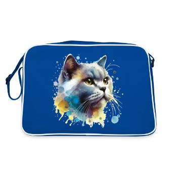 Watercolor Cat - Retro Bag - blue/white - Back