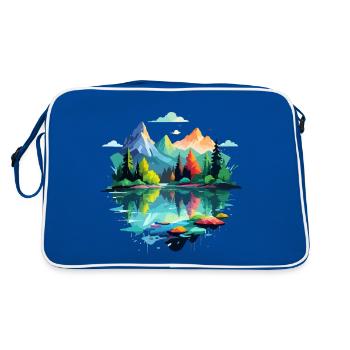 Serene Landscape Calm Tranquil Nature Outdoors - Retro Bag - blue/white - Back