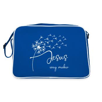 Jesus, way maker has a chic dandelion graphic desi - Retro Bag - blue/white - Back