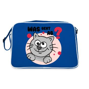 Was geht ab? - Retro Tasche - Blau/Weiß - Hinten