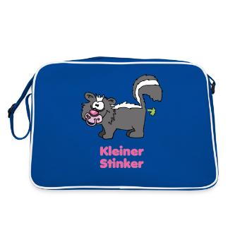 Kindermotiv "Kleiner Stinker" Babystinktier - Retro Tasche - Blau/Weiß - Hinten